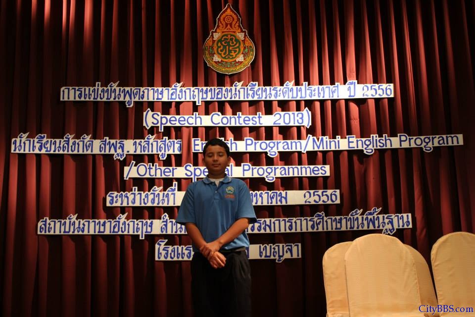 ABS学校参加曼谷举行的泰国全国演讲比赛，ABS的学生Jason和Lya分别获得英语组的第三名和第七名 ...