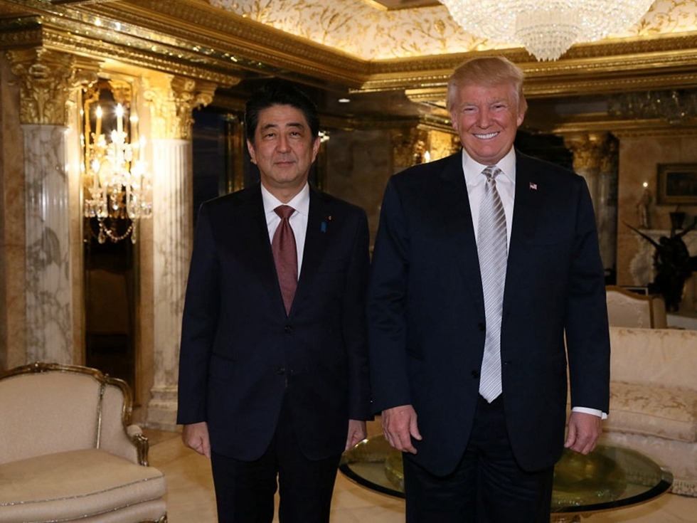 安倍特朗普大厦首见特朗普
