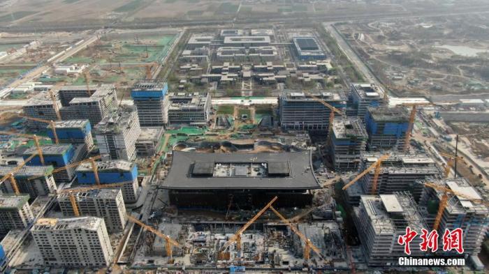 航拍雄安新区容东片区雄安商务服务中心项目建设现场