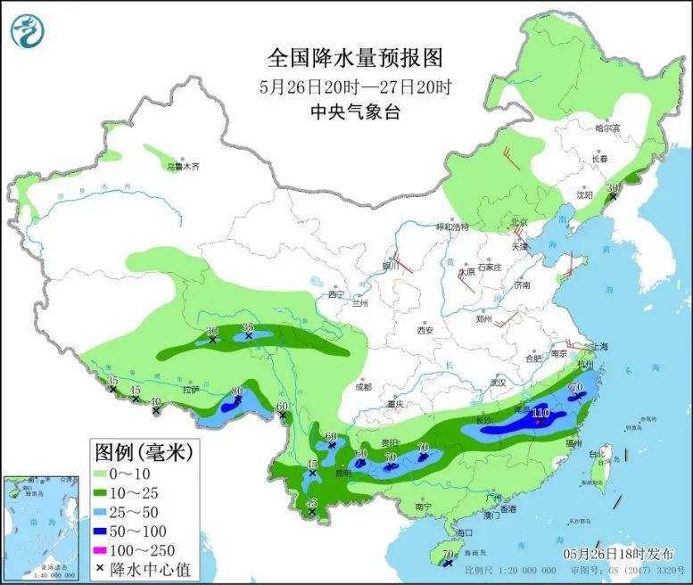 全国降水量预报图