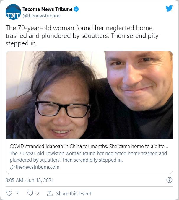 美国华妇滞留中国一年半回家后惊见一场灾难