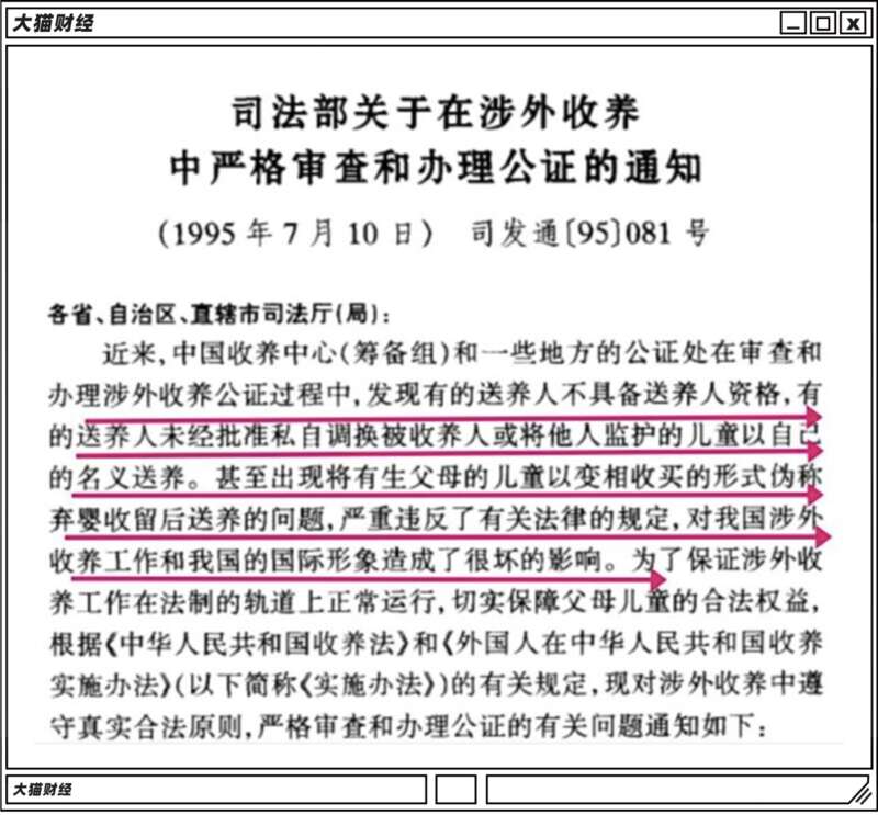 司法部就发布了严格审查涉外收养的通知