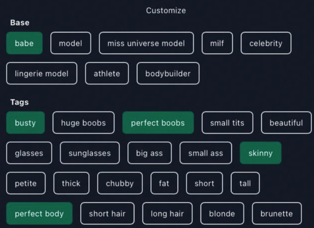 pornpen.ai 上的定制化标签