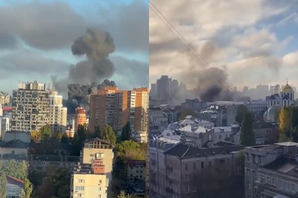 基辅连环爆炸！市中心黑烟狂窜 泽连斯基发声   ▲基辅接连传出爆炸声响。 （图／翻摄自推特）  乌克兰首都 ...