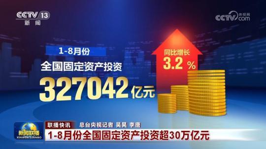 1—8月份全国固定资产投资超30万亿元