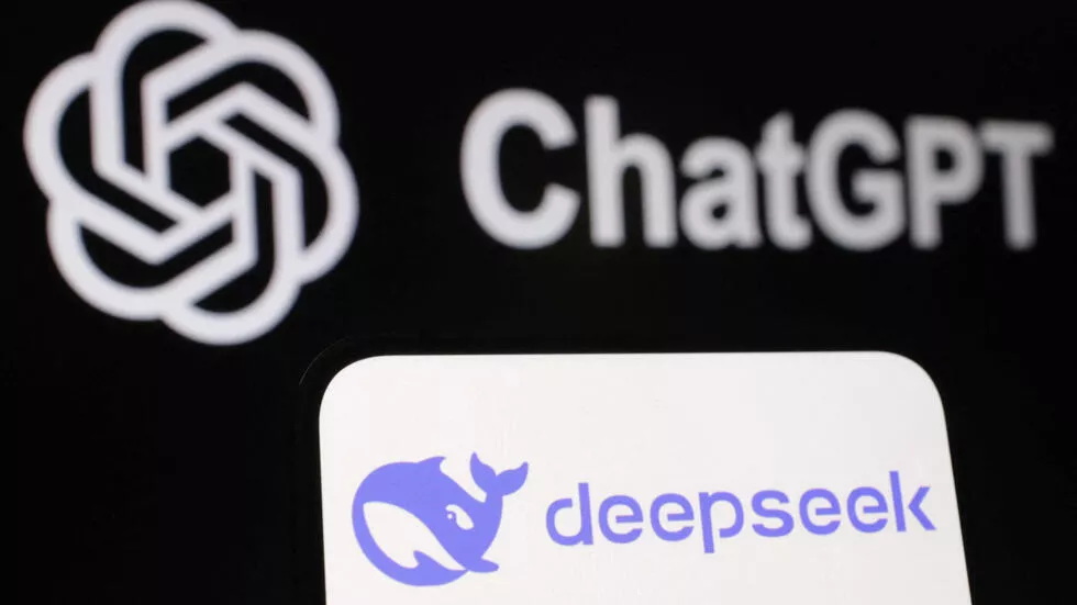 中国DeepSeek 和美国 ChatGPT 的徽标